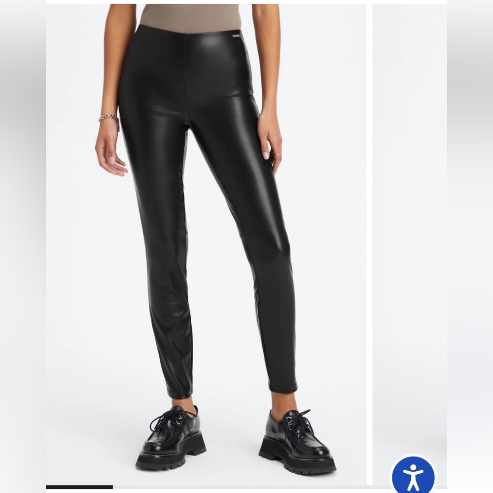 Fabletics Black Vegan Leather Pull On Legging